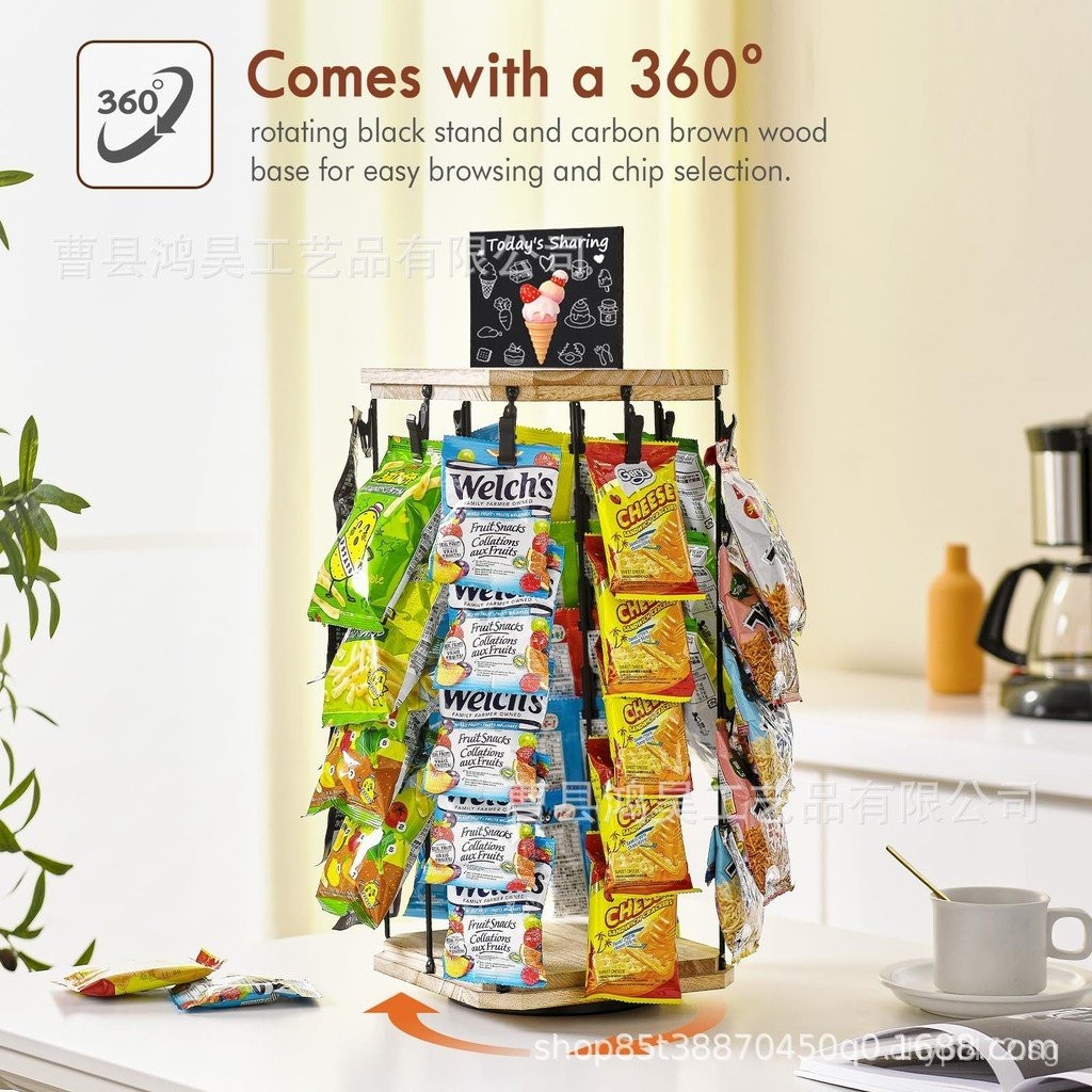 Wooden Snack Storage Rack Potato Chips Candy Display Rack with Multi ...