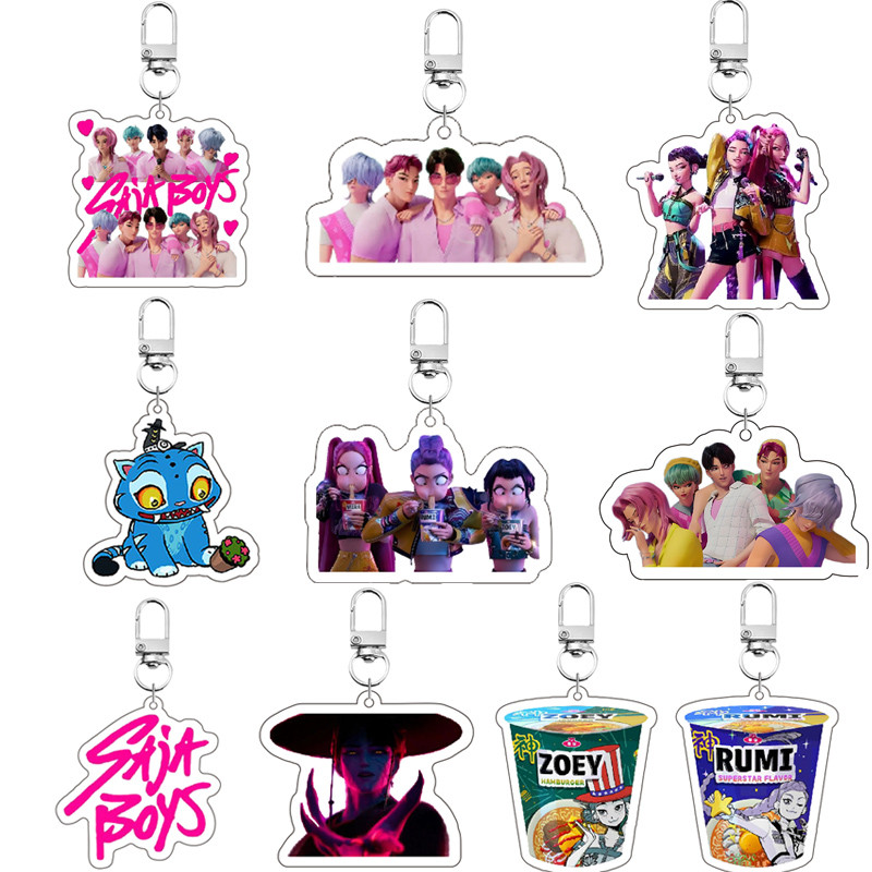 Kpop Demon Hunters Huntrix Saja Boys Acrylic Keychains Hot Accessories ...