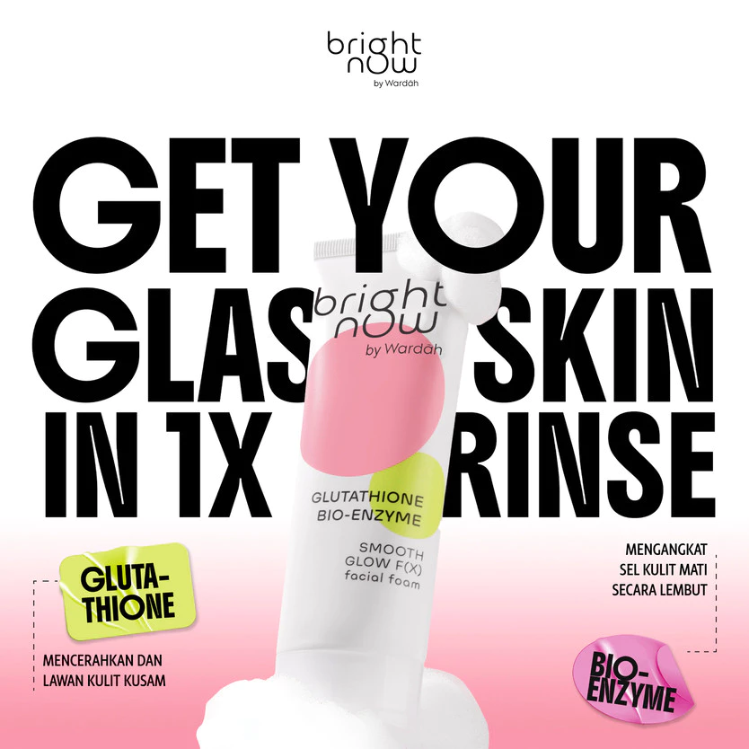 bright now by Wardah Smooth Glow F(X) Facial Foam - Sabun Cuci Muka dengan Glutathyone Kurangi Kulit Kusam, Kasar, Mencerahkan dan Menghaluskan Kulit Wajah, Mengangkat Sel Kulit Mati, Kulit Bertesktur, Kulit Kasar, Instant Fresh, All Skin Type - Skincare - Gambar 3