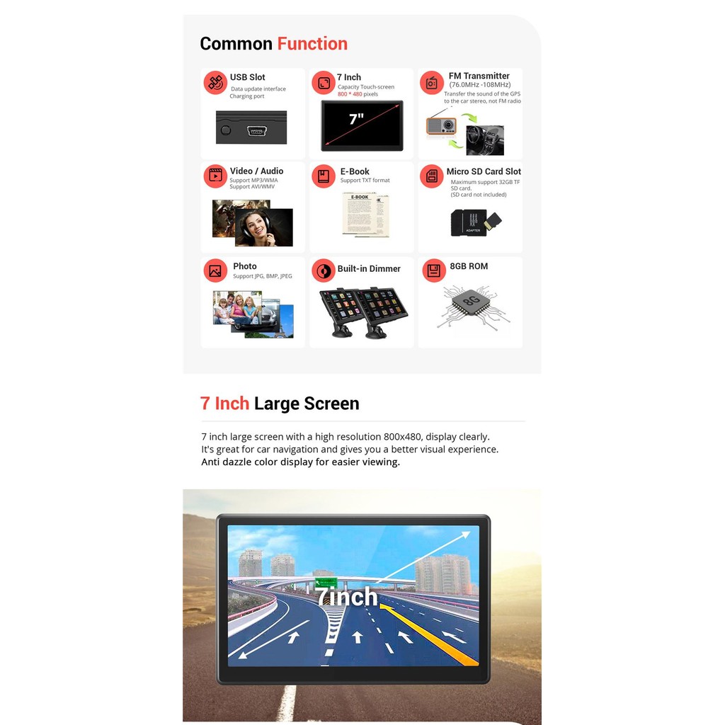 7-inch 8GB 256MB High-definition Screen Portable Car Southeast Asia GPS ...
