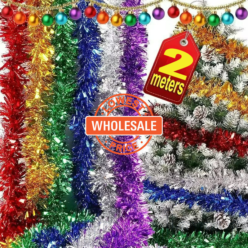 [ Wholesale Prices ] Christmas Tinsel Ribbon Garlands - Colorful Foil ...