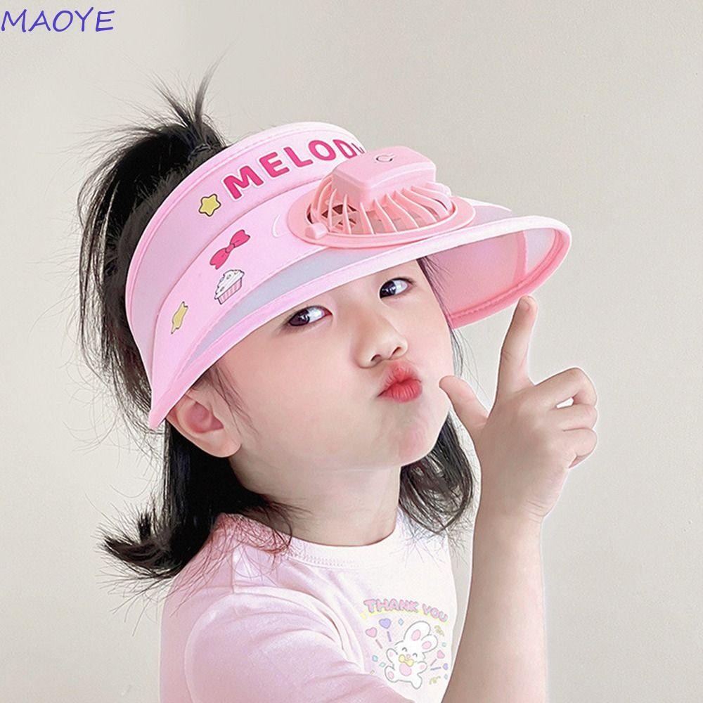 MAOYE Children's Fan Cap, Kuromi Melody Anime Summer Fan Sunhat