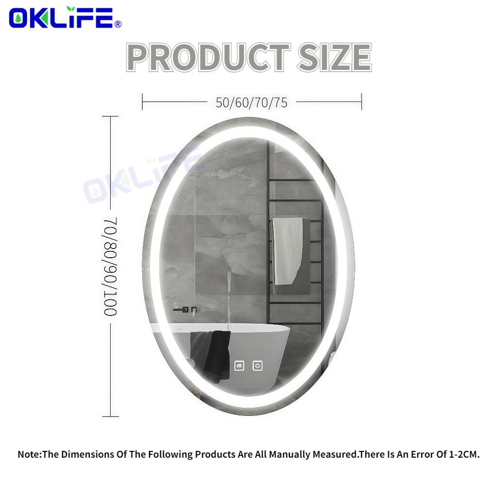 Wall-mounted LED mirror with light sensor smart bathroom mirror anti-fog lighted makeup mirror view 7
