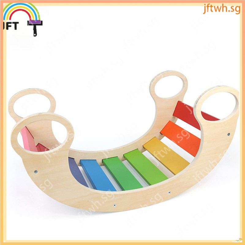 Wooden Rainbow Rocker for Kid 0-5 Years Indoor Universal Wooden Rocking ...