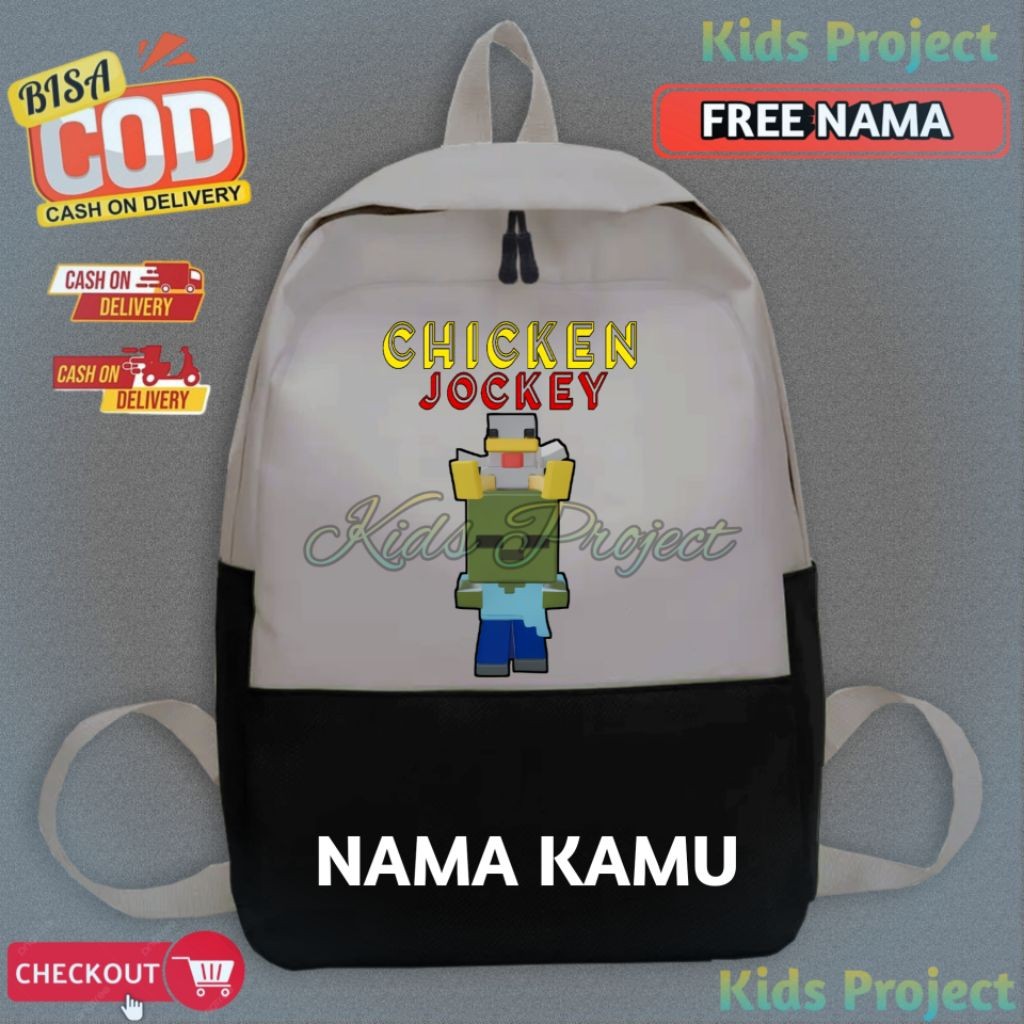 Chicken Jockey Minecraft Children's Backpack - Kindergarten and ...