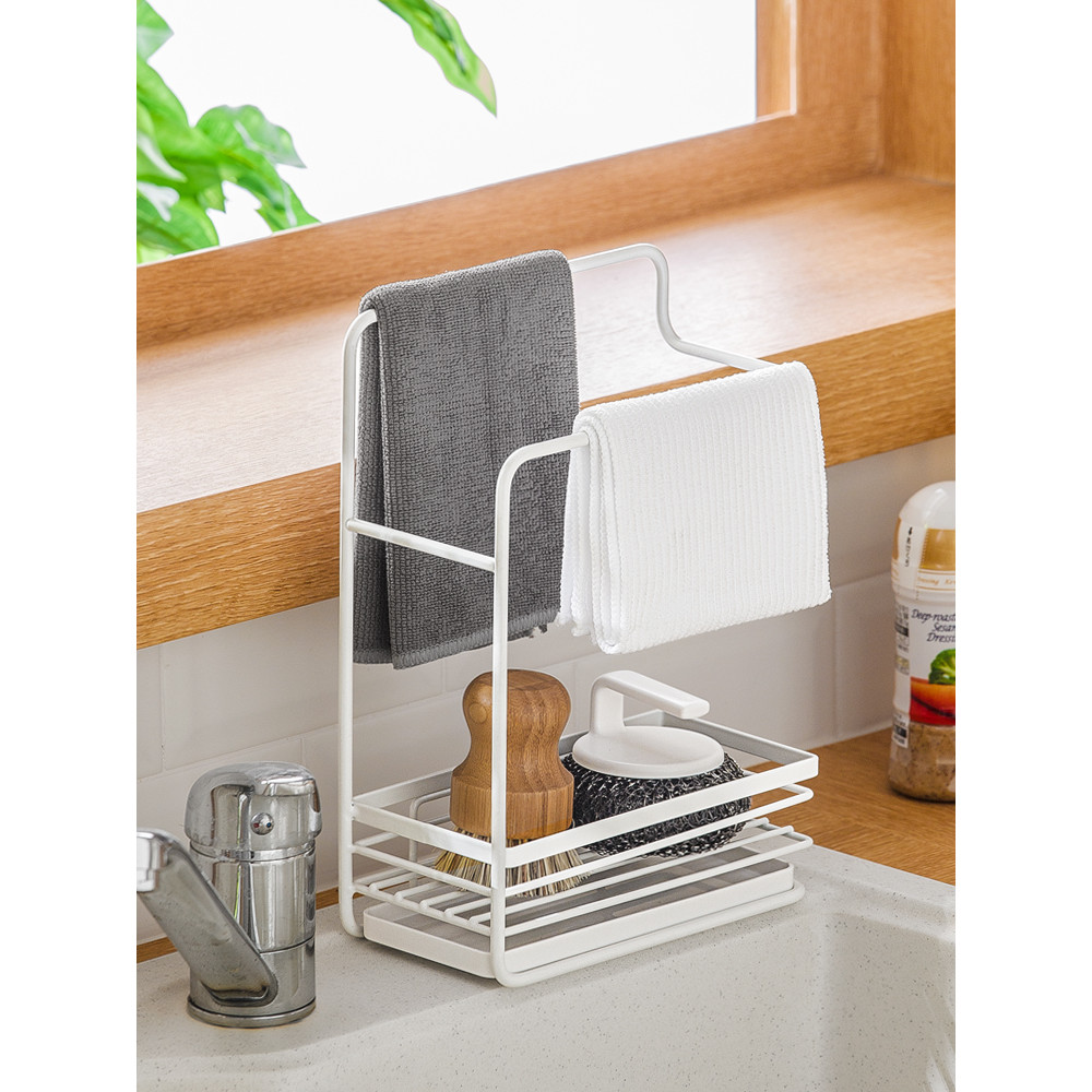 Kitchen Drying Rag Rack Towel Drain Rack Perforation-Free Storage Handy ...