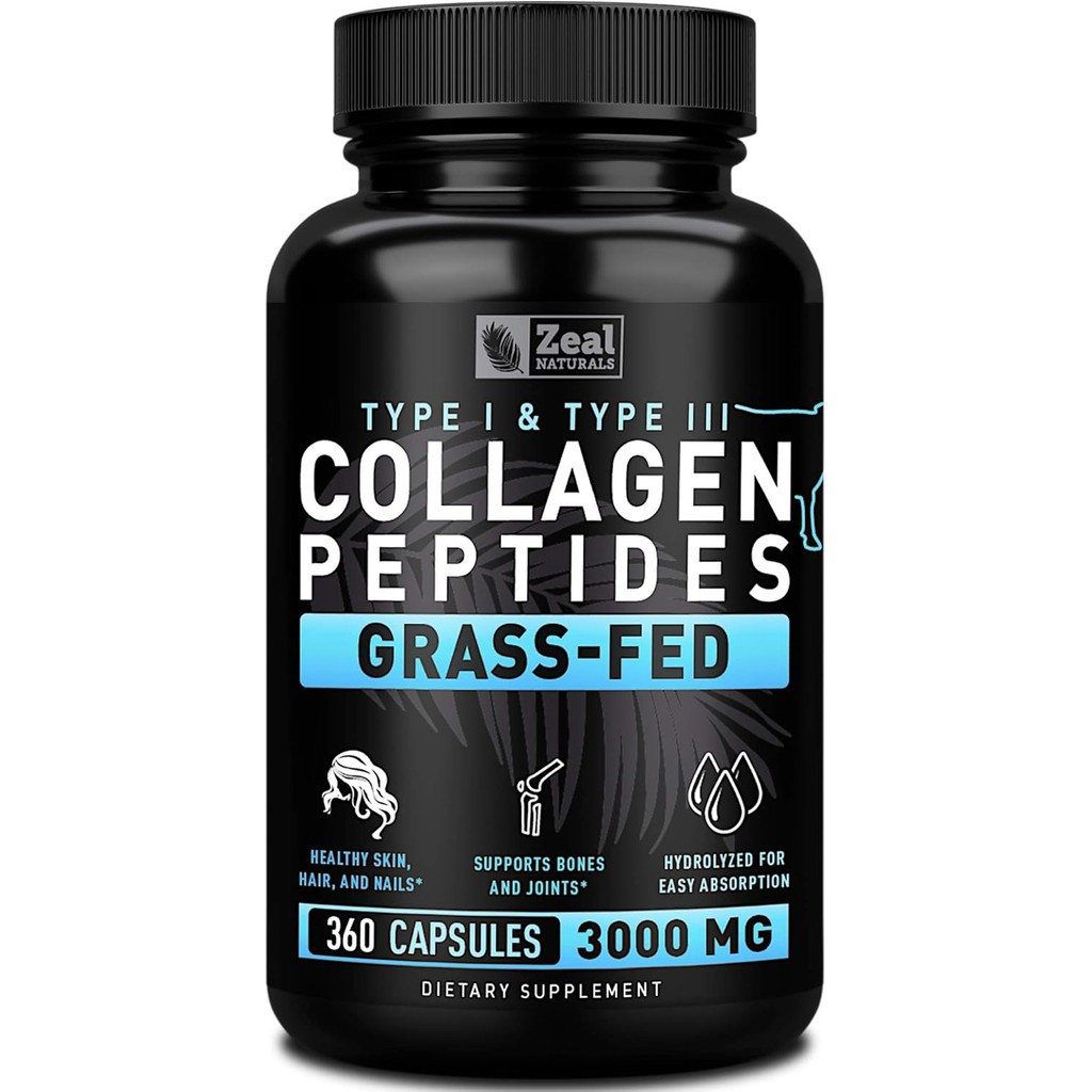 Zeal Naturals Collagen Peptides Collagen Pills (360 Capsules) Grass Fed ...