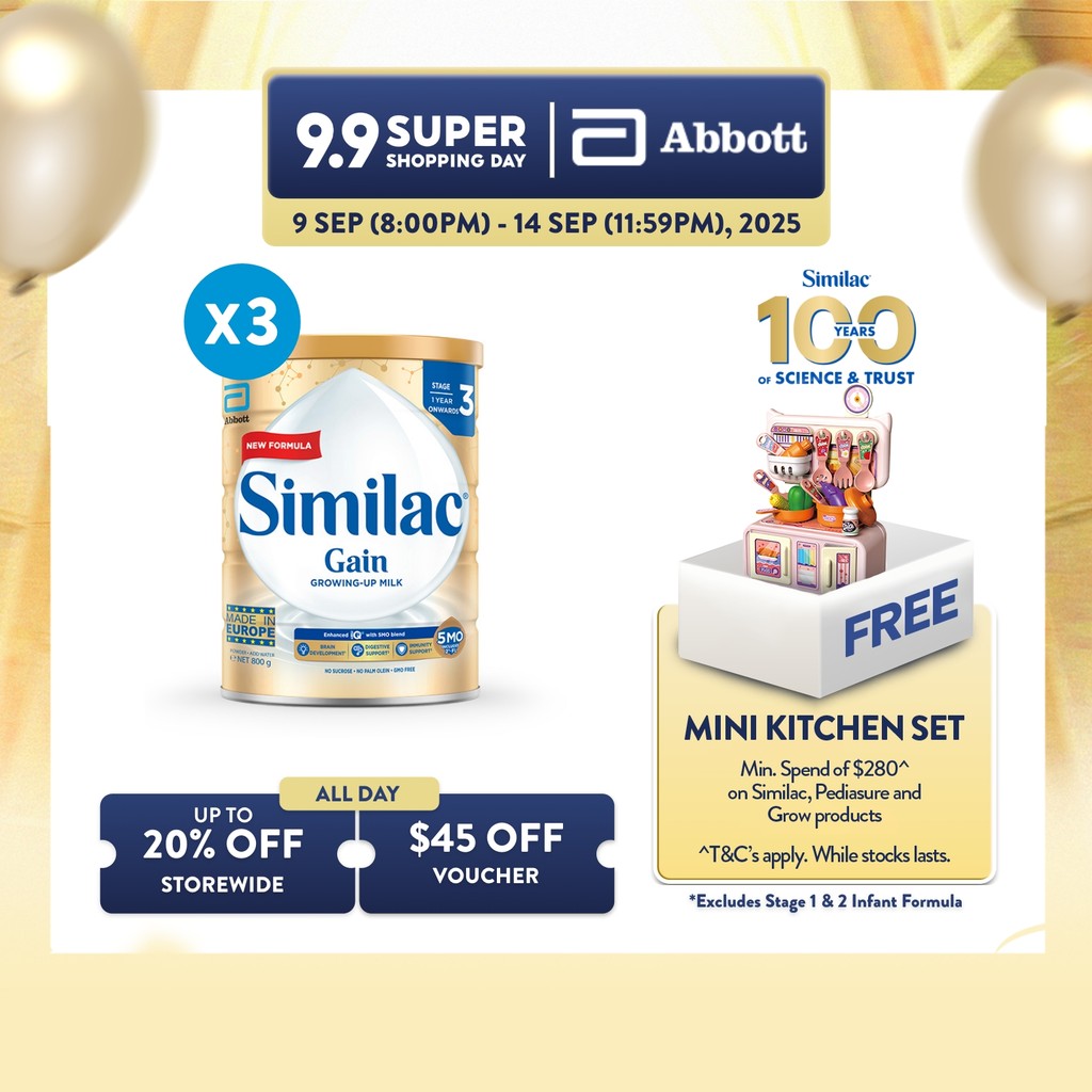 [Bundle of 3] Similac Gain 5MO Stage 3 Growing-Up Baby Milk Powder ...