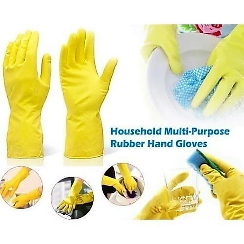 SARUNG TANGAN KARET LATEX KUNING TEBAL 1 SET=SEPASANG KANAN-KIRI - Gambar 2