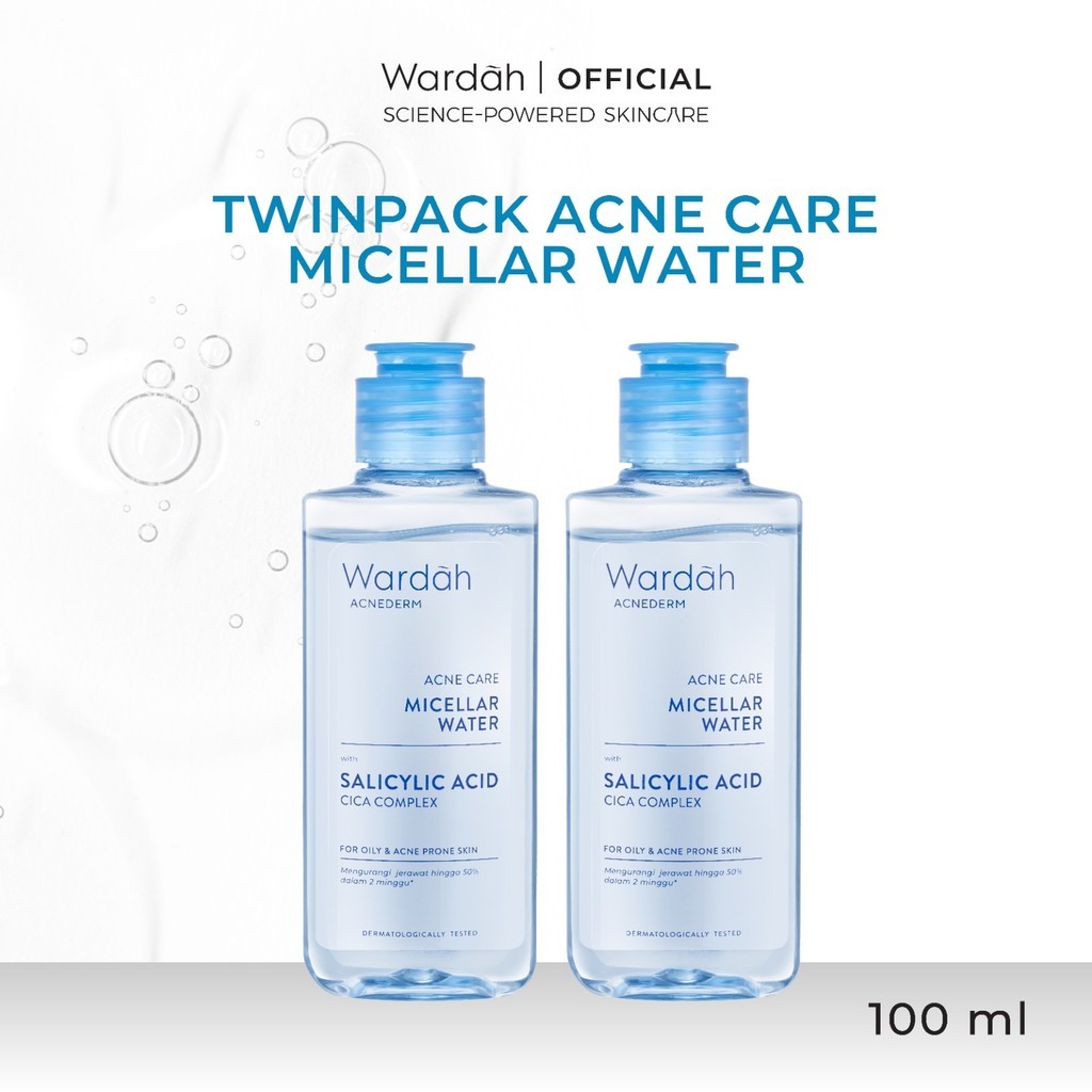 [Wardah Member Exclusive] WARDAH TWINPACK Micellar Water 100ml All Series Perfect Bright Calm and Soothe Nature Daily Acnederm Lightening Oil Infused Pembersih Wajah Make Up Remover Waterproof Tanpa Bilas - Skincare