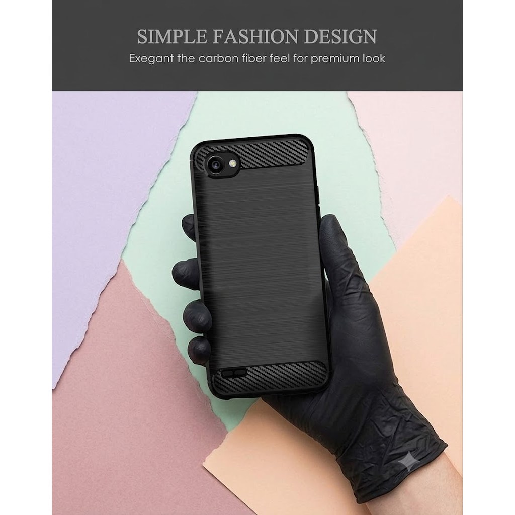 Case Fiber Carbon Silicone Casing Softcase Caseng LG Q6 / LG Q6 PLUS - Gambar 3