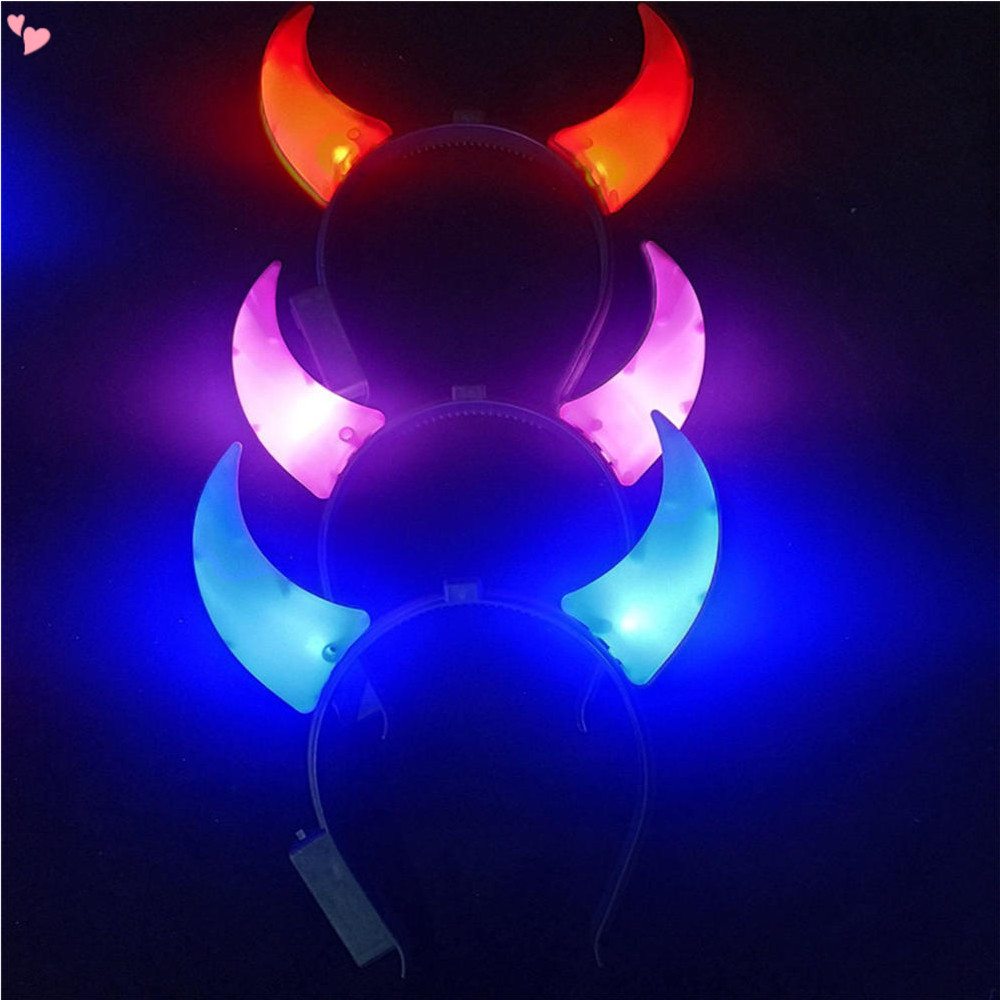 Light Up Red Devil Horns Headband, LED Flashing Halloween Party Costume ...