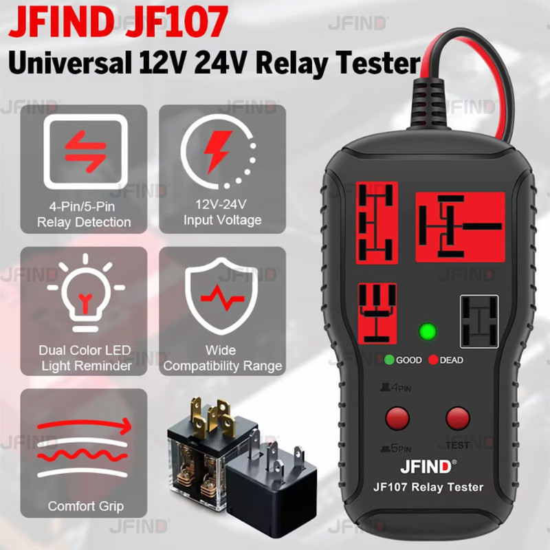 JFind JF107 12V 24V Car Relay Tester Automotive Battery Tester Relay ...