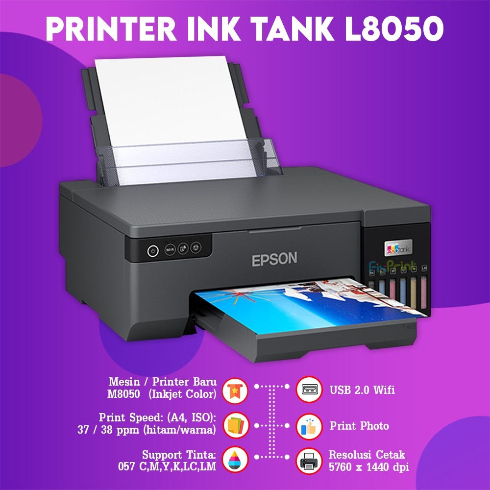FixPrint Printer Epson EcoTank L11050 Ink Tank Photo WiFi A3 / L8050 L6490 Wireless / L4360 A4 Wi-Fi Duplex All-in-One Ink Tank Wireless / L5290 A4 Wi-Fi Print-Scan-Copy Fax with ADF New With Original Ink - Gambar 3