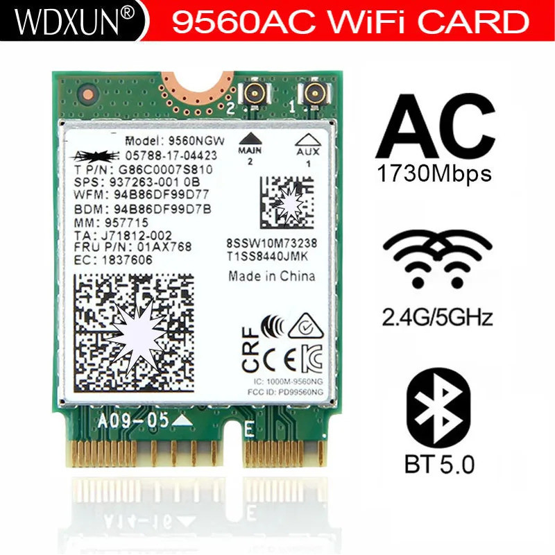 WDXUN New Dual-Band Wireless AC 9560ac ac9560 9560ngw 802.11ac 2.4G ...