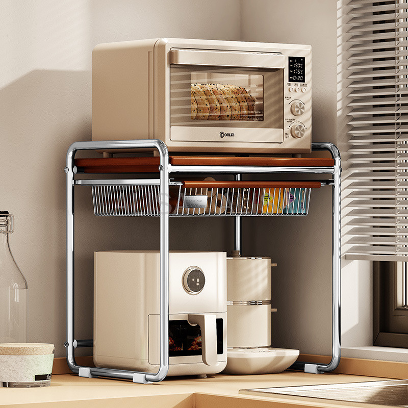 Pull-Out Kitchen Appliance Organizer Shelf, 2-Tier Countertop Storage ...