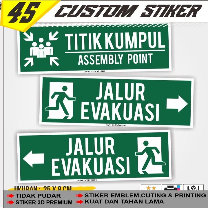 Evacuation Route Evacuation Route Sticker/ Evacuation Direction Sticker ...