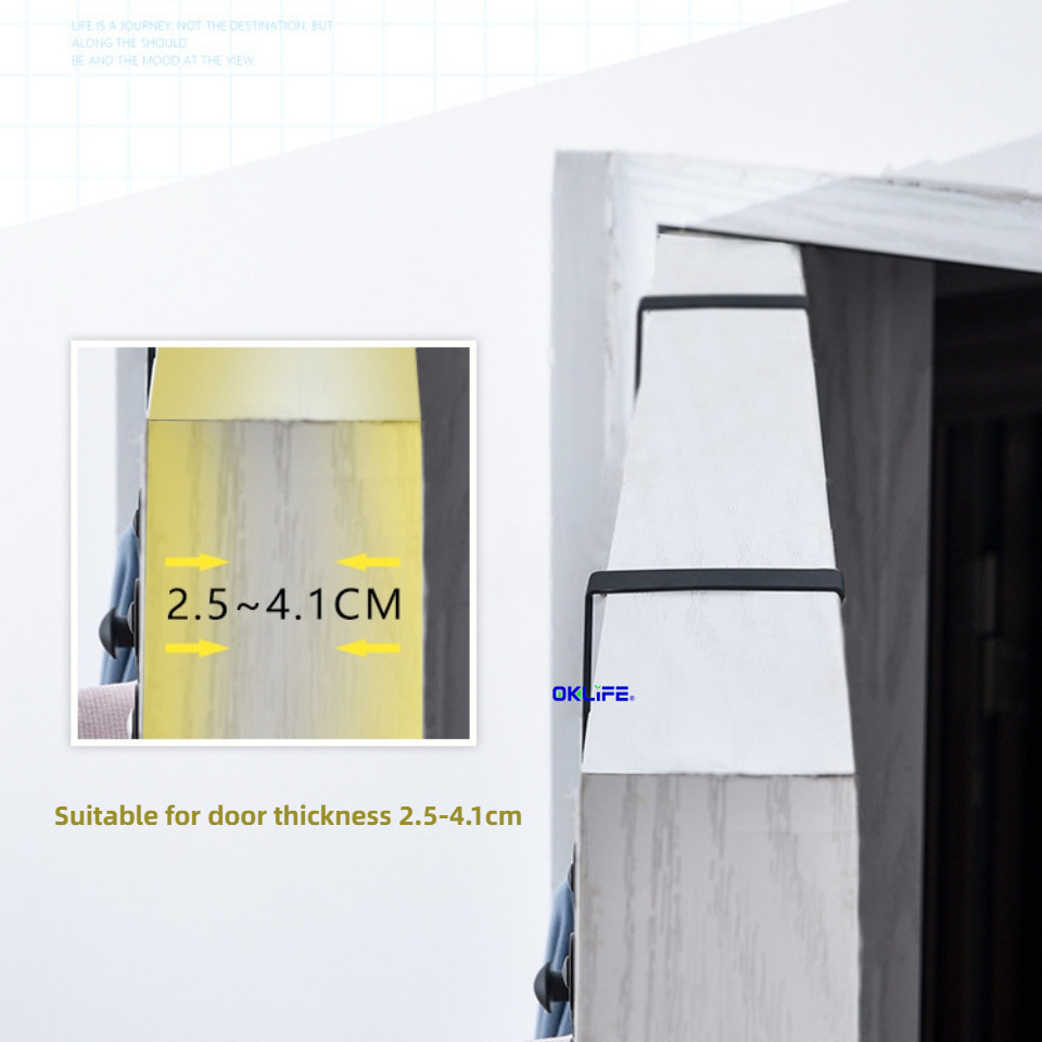 Warranty Silver 6 Hooks Stainless Steel Retractable Door Back Row Hook Punch Free Anti Rust Hanging Organizer view 7