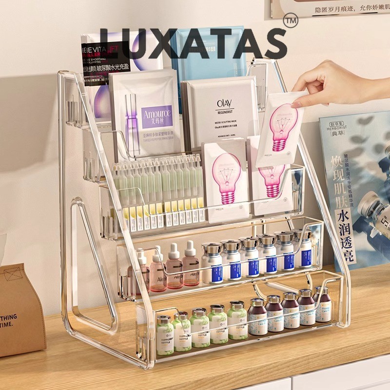 Luxatas Transparent rack acrylic tiered vanity table desktop cosmetics ...