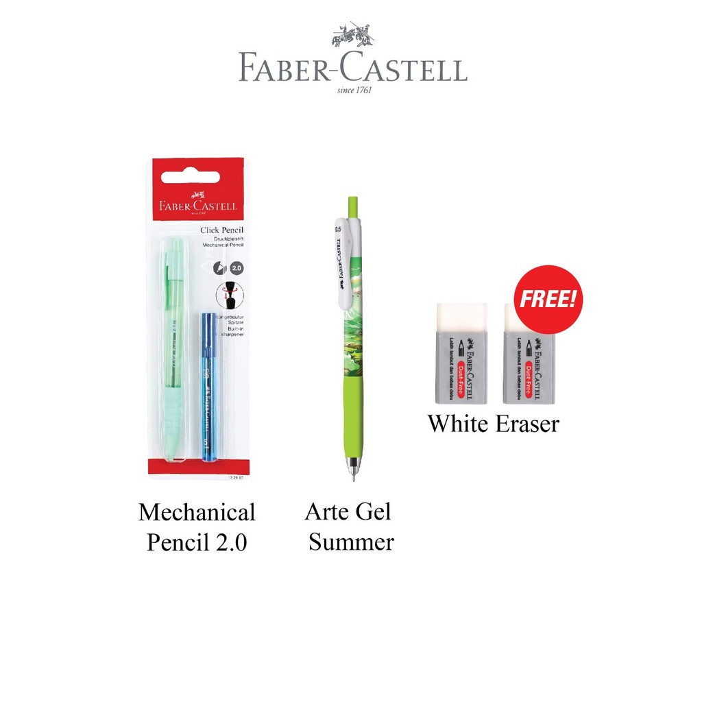 Faber-Castell PULPEN GEL & PENSIL MEKANIK SET 2MM Free 2 PENGHAPUS