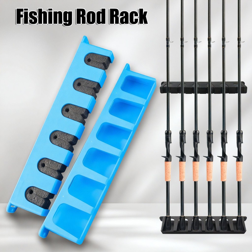 6 Slot Wall Mounted Fishing Rod Rack EVA Pemegang Joran Dinding Rak ...