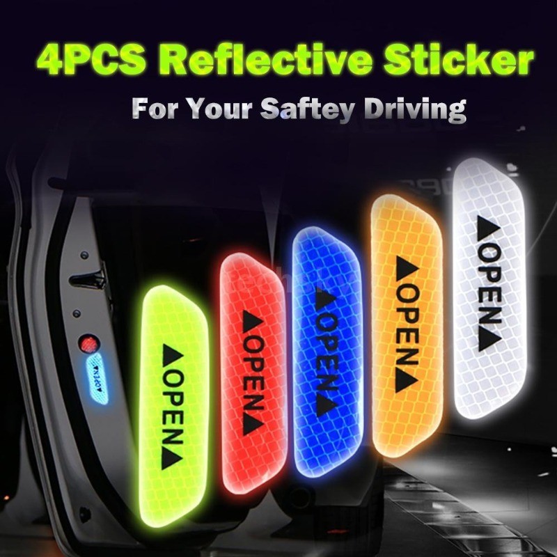 RONXMOR 4Pcs Car Door Warning Safety Reflective Strips Car Universal ...
