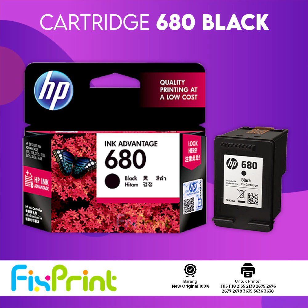 FixPrint Tinta Cartridge HP 680 682 678 802 803 704 46 Original Black Color Warna Hitam Ori Printer Deskjet 1115 2135 2545 3635 2010 K010a 2060 F735 K109 1510 1112 2132 2520hc 2335 2336 2775 2776 4176
