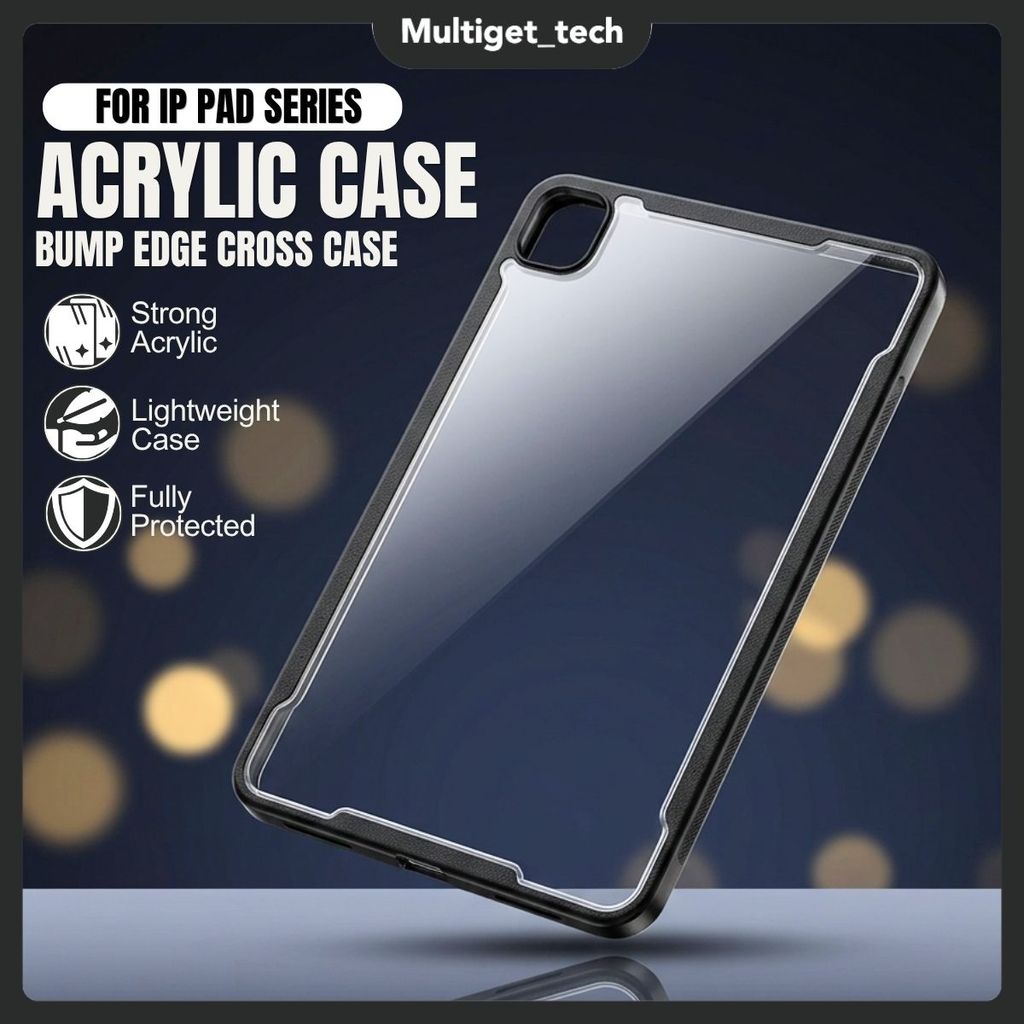 Case Acrylic For iPad Gen 10 5/6 7/8/9 Pro 11 Air 4/5 iPad 10.5/10.2 Mini 6 8.3" Air 13 Pro 12.9 Transparan Premium Full Cover Shockproof Anti Gores Ringan