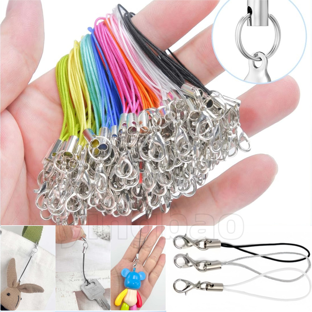 50pcs/lot Thread Cord Lobster Clasp Keyrings Key Holder Bag Key Ring ...