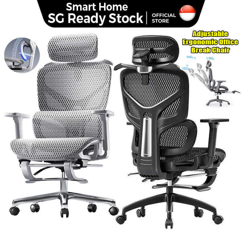 SG🔥 Ergonomic Home Office Break Chair With Footrest Lumbar Support ...