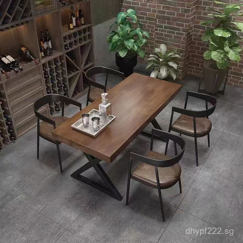 Solid Wood American-style Table and Chair Snack Bar Steakhouse Home ...