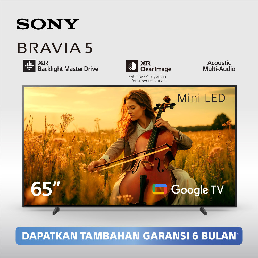 Sony / BRAVIA 5 65 Inch TV / Mini LED / 4K Ultra HD / HDR / Smart TV (Google TV) / 2025 Model / K-65XR50