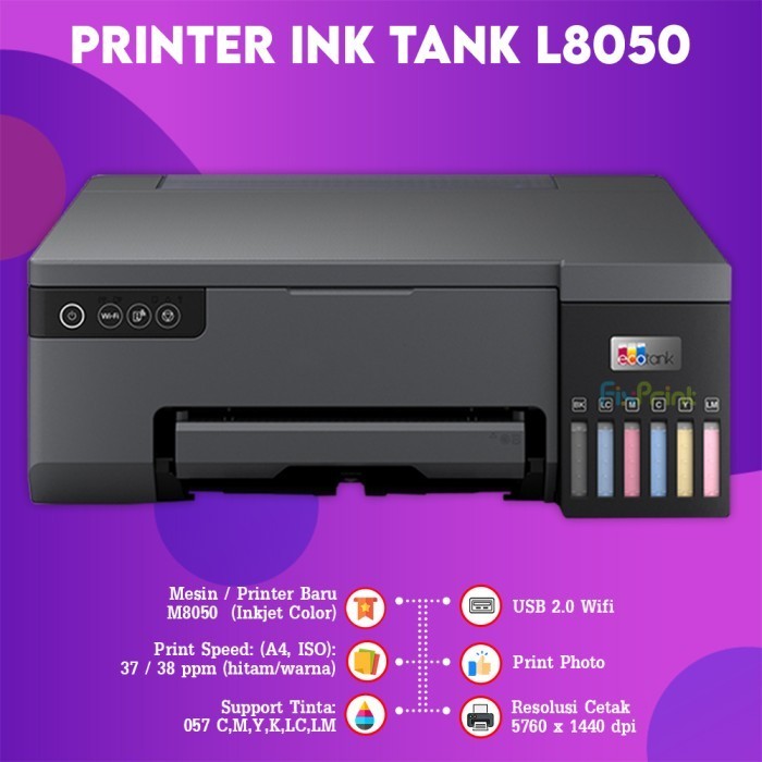 FixPrint Printer Epson L8050 Print Photo Pengganti Printer L805 A4 Wireless / L4360 A4 Wi-Fi Duplex All-in-One Ink Tank Wireless - Gambar 2