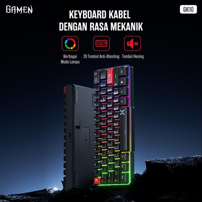 GAMEN GK110 / GK-110 Wired Gaming Keyboard Anti Ghosting Keys - Gambar 2