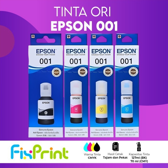FixPrint Tinta Printer Epson Original 003 664 001 774 005 008 673 Black Color Hitam Warna Cyan Magenta Yellow T664 - Gambar 4