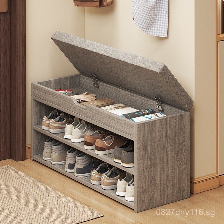 Shoe Changing Bench with Integrated Storage, Solid Wood Entryway Bench ...