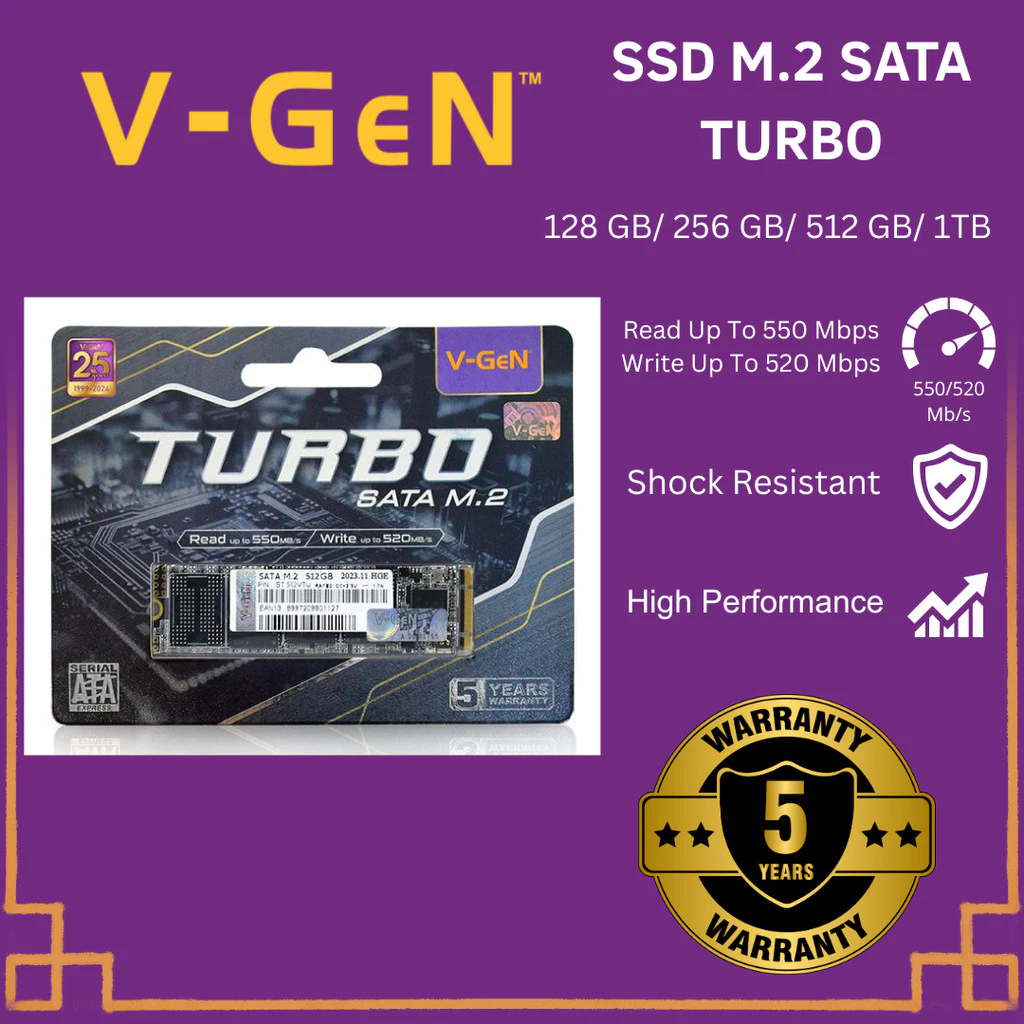 V-GEN Ssd M.2 Sata Solid State Drive 128GB/256GB/512GB/1TB