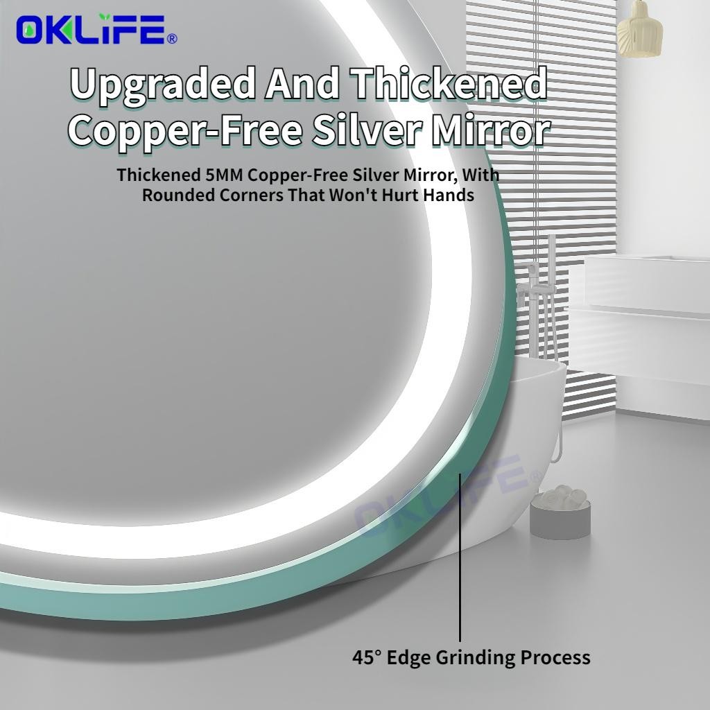Wall-mounted LED mirror with light sensor smart bathroom mirror anti-fog lighted makeup mirror view 8
