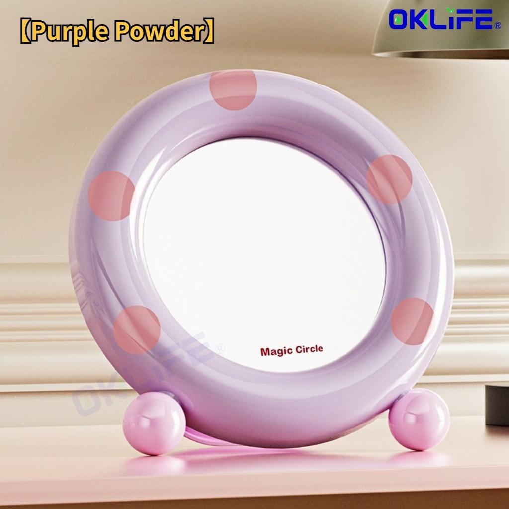 Vanity Mirror Adjustable Bracket Dopamine Cosmetic Mirror Round Vertical Desktop Makeup Mirror view 12