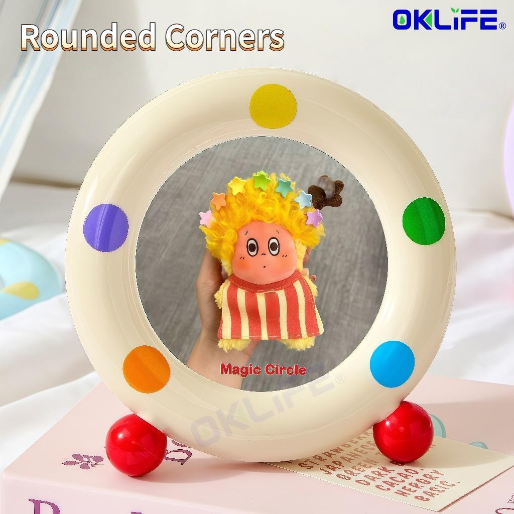 Vanity Mirror Adjustable Bracket Dopamine Cosmetic Mirror Round Vertical Desktop Makeup Mirror view 9