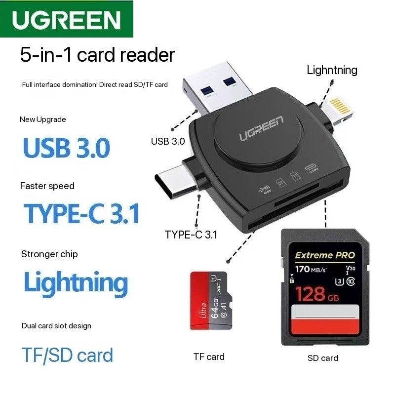 Ugreen 4in1 Type C Card Reader TF SD Card Reader for Iphone/Android ...
