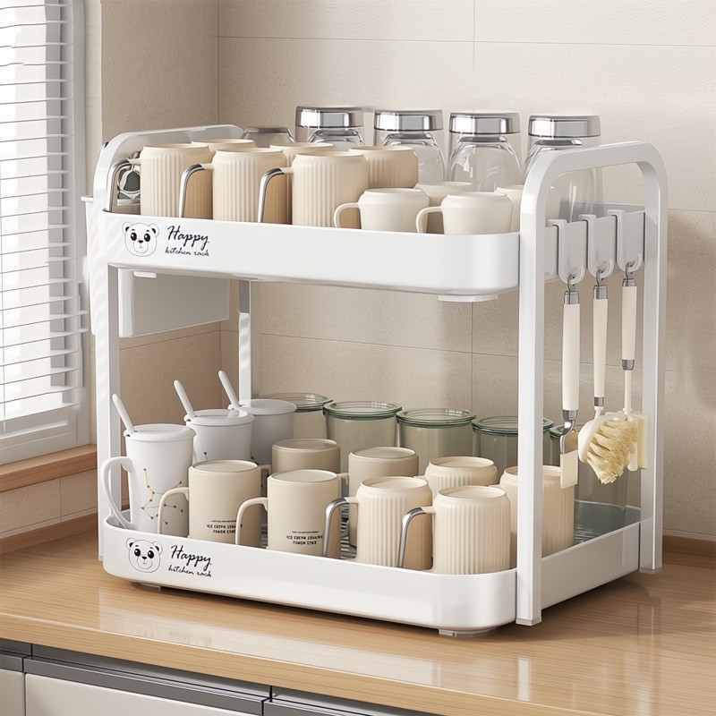 Multi-Layer Cup Mug Holder Storage Shelf Drain Tray Kitchen Glass ...