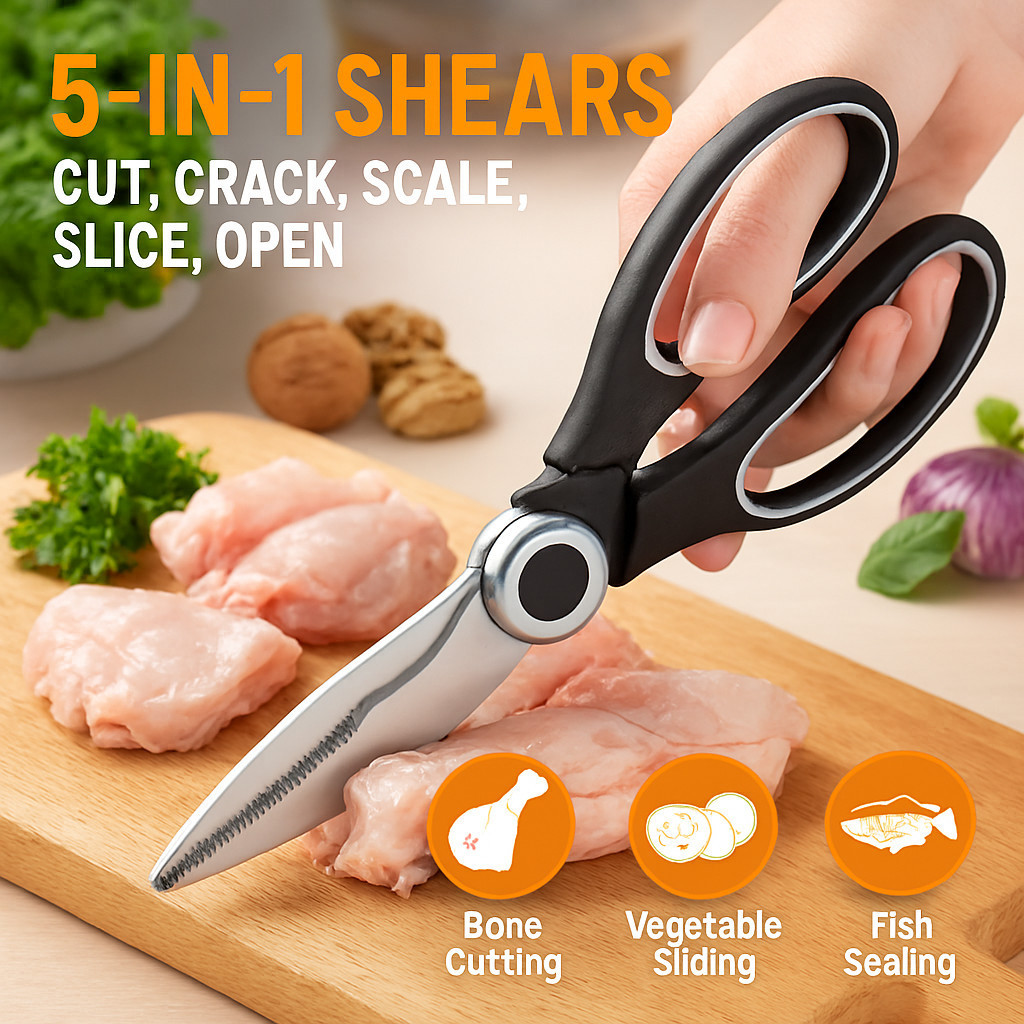 SG Ready Stock 5 In 1 Kitchen Scissor Ultra Sharp Bottle Opener Ice ...