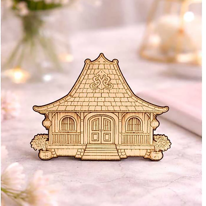 miniatur rumah adat joglo replika bangunan tradisional jawa tengah dekorasi hiasan mahar - Gambar 4