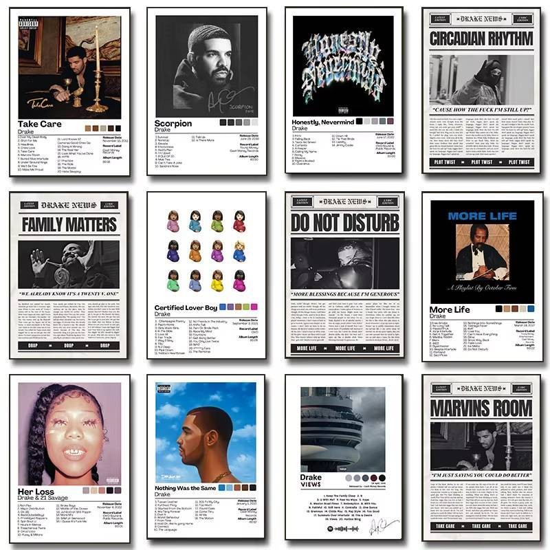 Famous Pop Rapper Drake Album Cover Posters Rap Hip Hop Music Newspaper ...