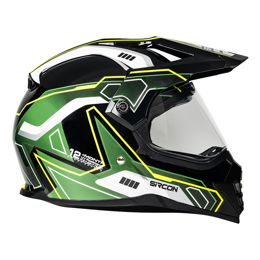 Cargloss Sircon Supermoto Venturo Helm Full Face - Green - Gambar 3