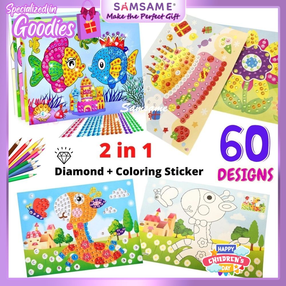Diamond Coloring DIY Sticker 2 in 1 Kid DIY Art Crystal Diamond Jewel ...