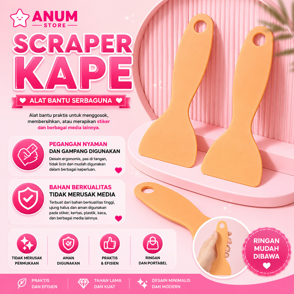 1PCS Scraper Kape Plastik Alat Bantu Pasang Stiker Scrape Tempel Sticker Kaca Film Wallpaper A025