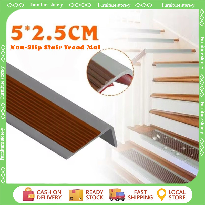 1M Non-Slip Stair Edge Protector PVC Rubber Stair Treads Self-Adhesive ...