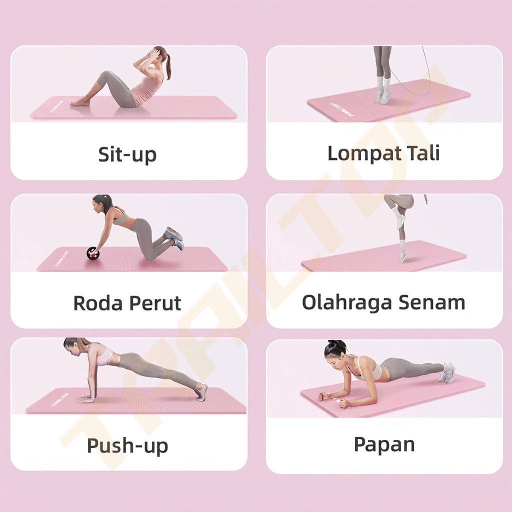Paus Biru - Yoga Mat NBR Matras Olahraga Tebal 8mm 10mm Anti Slip / Karpet Olahraga Senam Lantai Pilates Gym Fitness Rumah - Matras Yoga NBR Tebal Tidak Licin Awet - Gambar 4